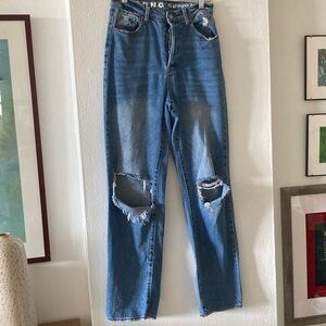 Distressed Blue Jeans